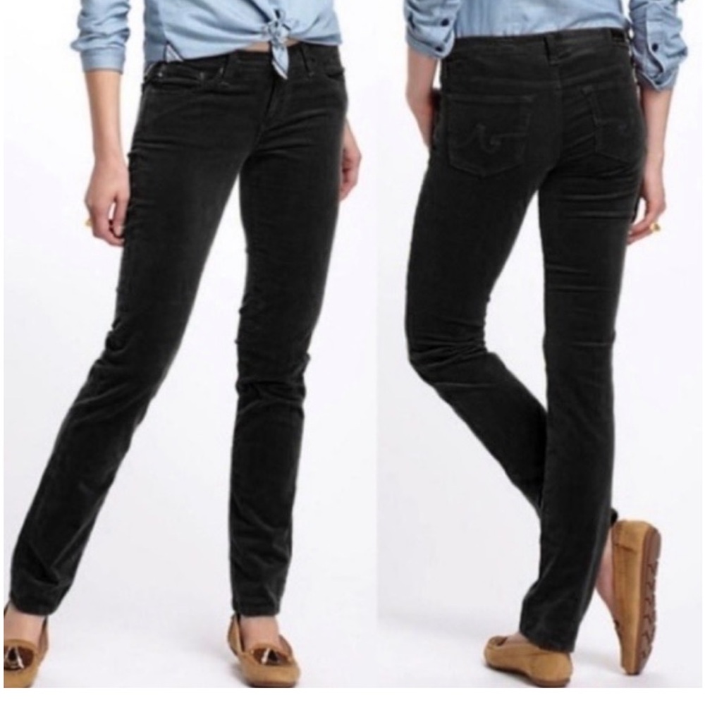 AG Adriano Goldschmied Green Corduroy Straight Leg Pants 25